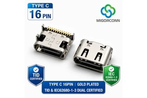 Premium USB Type-C 16-Pin Connector with Gold-Plated Contacts for PCB Mount, Nickel-Plated SUS304 Shell for Data Transmission