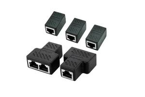 Network RJ45 Splitter Joiner Cable LAN Ethernet Connector Extender Plug Adapter 1 Female to 2 Dual Female (8 Core) 1-2 Way