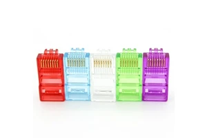 Network Connector Cat6/Cat6a/Cat5e Transparent/Colored Crystal Head Pass Through Hole RJ45 Modular Plug UTP/FTP/SFTP 8P8C