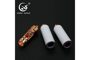 Hi-end XSSH YIVO Audio HIFI DIY OEM RCA Adapter 8.5mm Wire Hole with Red Pure Copper White Shell Audio RCA Plug Jack Connectors