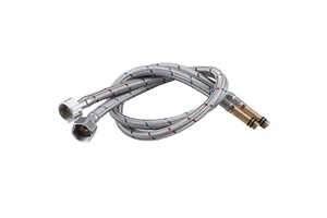 1 Meter 304 Stainless Steel Braided Faucet Hose with Pointed Tip and 304 Nut for Hot Cold Water Inlet Extended Household