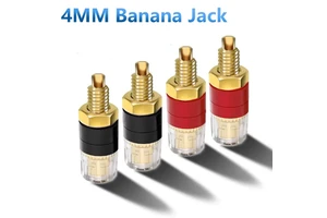 4mm Gold Plated HIFI Speaker Amplifier Binding Posts Brass Terminal Connector With Transparent Shell Banana Plug Socket