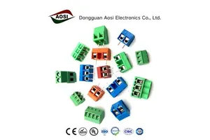 AOSI Klemens Screw PCB Terminal Block Connector Angle Pin 1016mm Pitch 300V 52A Green Color Pluggable Type