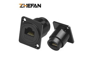 ZHEFAN Wall Panel Mount Female Cat6 D-type Module Cat5e Pass Through Ethernet Rj45 Connector
