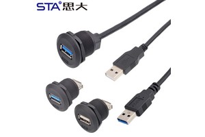 USB 3.0 Industrial Circular Connector Double Female Socket to Male Fast Charging Extension Cable Panel Mount Aviation Plug