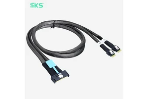 High Speed MCIO 8i to Dual SlimSAS 4i Cable Mini Cool Edge IO SFF-TA-1016 to 2x SFF-8654 NVMe Server Storage Data Wire