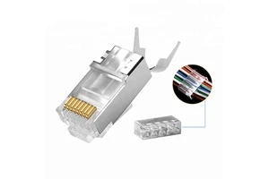 Ethernet RJ45 CONNECTOR FOR UTP FTP SFTP 8P8C Network Connector CAT7 Shielded two piece with tail clip through hole crystal head
