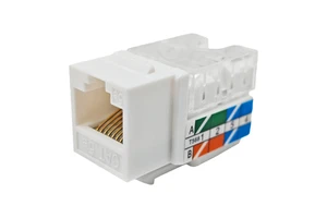 White 8P8C Outlet RJ45 Ethernet Connector Cat5e Cat6 Cat6a Coupler Keystone Jack for Network Cabling System