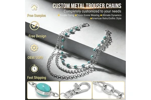 Custom Logo Vintage Layered Turquoise Metal Beaded Pants Jeans Chains Retro Street Wear Accessories Fashion Belt Jewelry Gifts