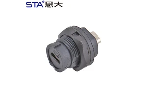 MICRO Bayonet USB Female Back Mount PCB Receptacle Waterproof Connector with Wire