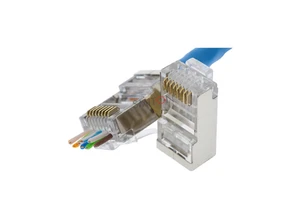 FTP Ethernet Network Modular Cat6a RJ45 Pass-Through Plug 8P8C Crystal Plug Connector Copper Gold Plating PC Wire Connections