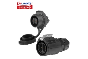 Cnlinko LP-16 2 Pin IP68 Plastic Wiring Screw Circular M16 Waterproof Aviation Plug Connector Pole Locking Screw Type Connectors