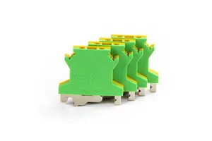 Plastic Nylon PA66 Screw Connection Ground Wiring Connector Din Rail Terminal Blocks Brass Contact Control Panel Use PE Foot