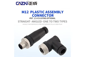 M12 5pin Plastic Assembled Plug Male Female Screw Thread A B D Code Plastic M12 Circular Connector