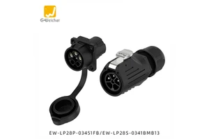 E-Weichat Plastic M28 IP68 Waterproof LP28 3/5 Pin 16A 32A Male/Female Aviation Wire Connector Plug Socket Flange