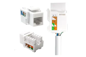 Modular Network Unshielded Punch Down RJ45 Keystone Jack Toolless Cat 5e & Cat6a 90 Degree UTP Ethernet Connectors