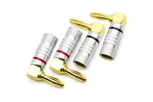 Banana Plug Right Angle 90 Degree 4mm Gold-Plated Video Speaker Adapter Audio Connector Banana Connectors