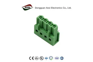 AOSI Industrial Wiring Earth Terminal Block Green 2EDGA PCB Mount Right Angle Double Row 5.08mm Board To Board