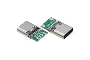 USB Type c 16 Pin 6 Pad Audio Female Socket 15.1mm Length AB5/AB6/AB7/AB8 USB 2.0 C Charging Port Connector with PC Board