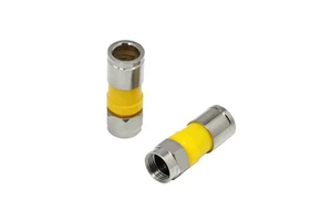 Yellow RG 6 Male F Compression Connector Waterproof Plug Socket Type Coaxial RF Connectors