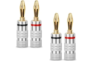 Speaker Banana Plugs Gold Plated 4.0mm Banana Plug Audio Connector Closed Screw for Speaker Wire