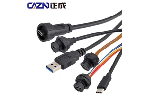 Waterproof Receptacle Type-C Bayonet Female to USB a Male Back Mounted Socket With Cable 0.3M 0.5M 1M 2M