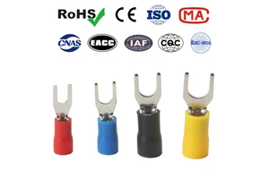 SVS2-6 Crimp Insulated Fork Spade Terminal M3 M8 Lug AWG16-14 Electrical Cable Termination Copper Wire Crimp Terminal Connector