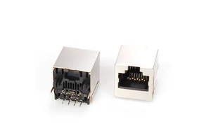 New Fashion Dip Magnetic Rj 45 Jack 1 Port Ethernet 10G Female Shield Rj45 Connectors With Led Pcb Connectors Battery Usb/