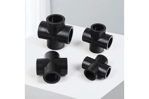 HDPE Cross Fitting DN50-DN315 PE100 SDR11 PN16 Butt Fusion 4-Way Pipe Connector Black Plastic Jo