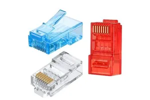 Transparent/Colored Network Connector Cat6/Cat6a/Cat5e Crystal Head Pass Through Hole RJ45 Modular Plug UTP/FTP/SFTP 8P8C