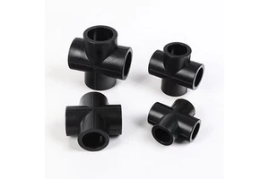 Free Sample HDPE Cross Fitting PE100 4 Way Pipe Connector Butt Fusion SDR11 PN16 DN50 DN63 DN90 DN110 DN160