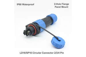 IP68 Waterproof LD16 Circular Connector 2/3/4 Pin 10A 2-Hole Flange Panel Mount Male Plug/Female Socket For Dyeing Lamp