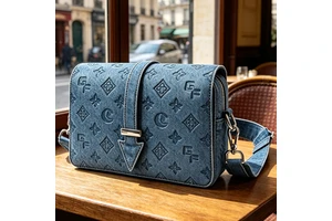 OEM ODM Custom Embossed Denim Crossbody Shoulder Bag Wholesale Fashion Dress Zipper Closure Button Bulk Orders Private Label
