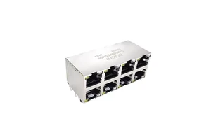 Unshielded 2X1 Dual Deck RJ45 Ethernet Plug Dual Color LEDs Cat3/5 Gold Flash Plating Side Entry Tab-Down&Up RJ45 Jack