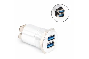LYAN Double USB3.0 Type-A Female to Female Panel Mount Connector Factory Direct Waterproof Silver Shell Metal USB-14