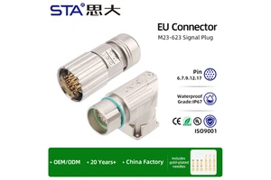 M623 Power Signal Metal Waterproof Connector 6 8 9 12 17 19 Pin Threaded Crimp Male Female Assembled Plug Square Socket