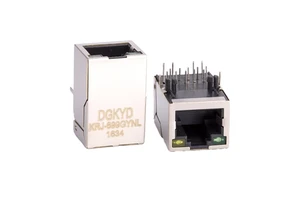 China Supplier Single Port Female Cat6 10 Pin with LED Gold Plating Metal Shielded High Quality RJ45 Ethernet Connector