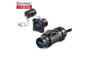 Factory M24 Round USB Connector Plastic Waterproof Panel Mount USB Connector with 1M Cable