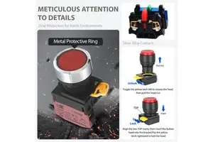 LA36MA-BN 22MM Screw Terminal Flat Plastic Push Button Without Led 1NO1NC Silver Contact Fast Install Push Button Factory