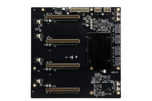 SFF-8654 SlimSAS to 4-Slot/5-Slot PCIe 4.0 x16 Backplane, PLX88096 Switch Chip for Dual-Width GPU/Network Cards