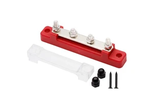 M6 *4 Single-Row 48V DC 150A Stainless Steel Terminal Studs Nylon Base BusBar for Car Boat Marine Caravan RV