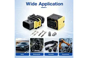 1-1564544-1/1-1564542-1 2 Pin Male/Female Waterproof Heavy Duty Automotive Connector 6.3 Series Wiring Plug