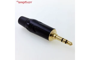 Professional SREXACT SP110AP-G-C81-BK 3.5mm Mini Stereo Jack Plug Zinc Alloy Gold Plated Black Boot Audio Video Connectors 3A