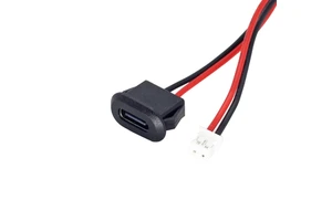 USB-C to PH 2.0 JST 2pin Open Wires Power Cable Charger Port Snap-in USB C Female Connector with ABS Housing Convenient Durable