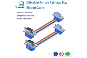 D-Sub DB9 9 Pin Male Female Connector Rainbow / Multicolor Flat Ribbon Cable