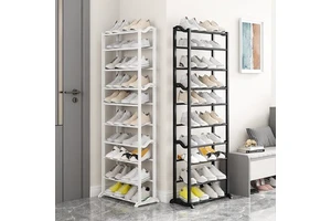 Multi Tier Metal Shoe Rack Space Saving Freestanding Shoe Shelf Easy Assembly Entryway Shoe Organizer Stand
