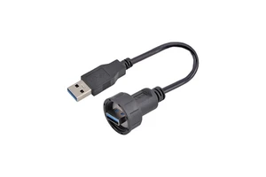 USB Waterproof Straight Male Female Round IP67 PCB Panel Mount Extension USB-A Socket Flush Cable USB3.0 Connectors 0.3M 0.5M 1M