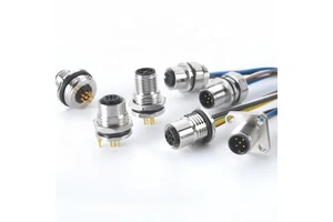 M12 Panel Connector 5pin Male a Code M20 Chassis-side Thread Rear Mount PCB Terminals