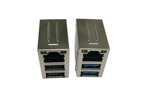 Dual USB RJ45 Connector Modular Jack RUC-161A9RJF 1000 Base-T Ethernet Connectors with Stacked Transformers1x3 RJ45 Connector