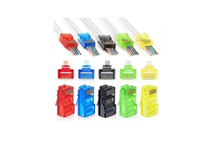 10pcs Rj45 Ethernet Cable Module Plug Network Connector Rj-45 Cat6 Color Cat5e Gold-plated Cable Easy Throght RJ45 Connector